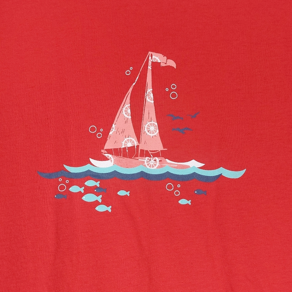 ANTHONY RICHARDS WOMENS RED SAIL BOAT SHORT SLEEVE SLEEP SHIRT NIGHT GOWN XL - Picture 2 of 11
